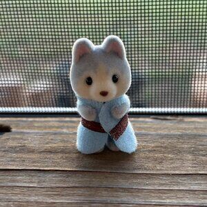 Calico Critters - Wolf Baby in Blue Outfit [Like New]